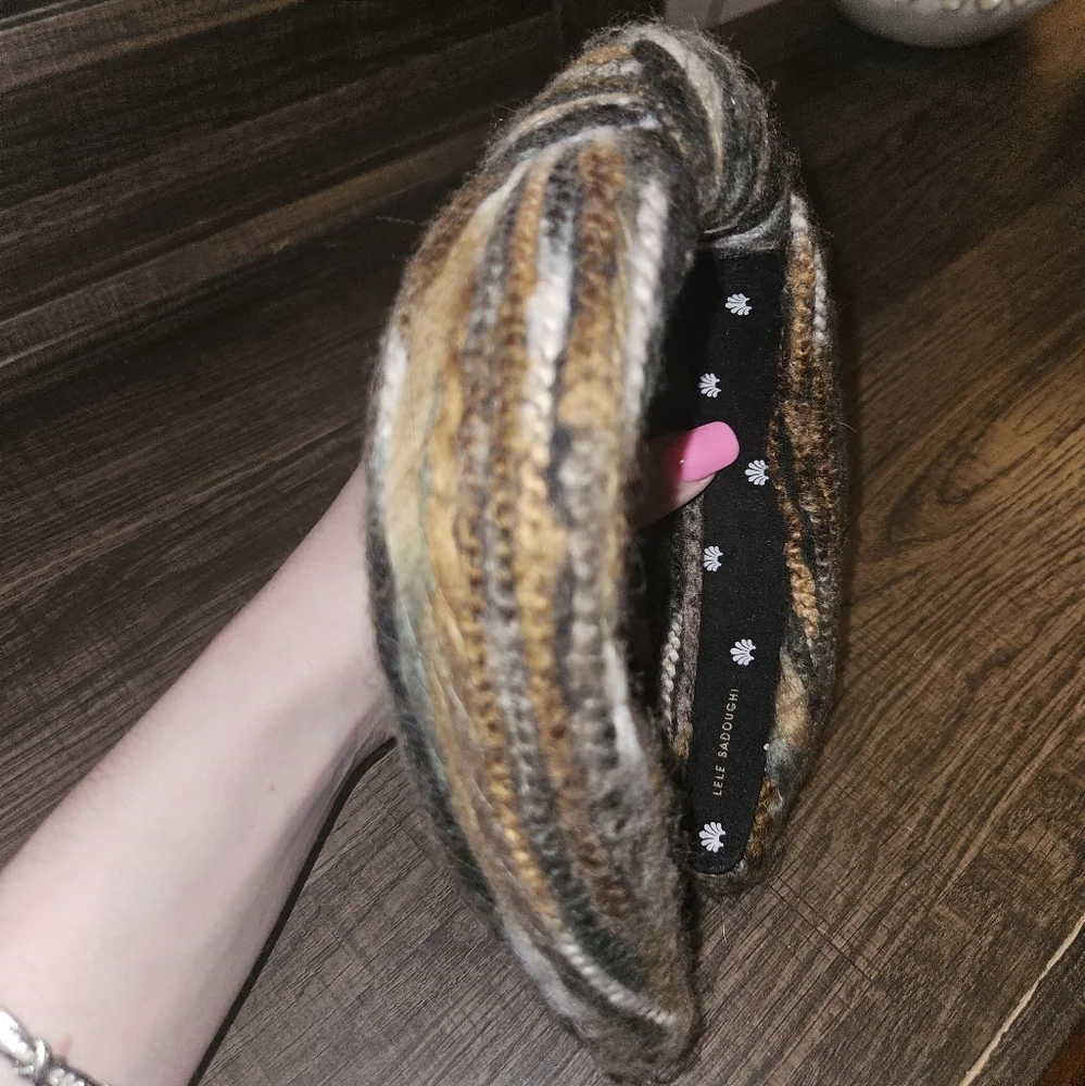 Lele Sadoughi Yarn Knotted Headband Brown, Green, Tan Shades